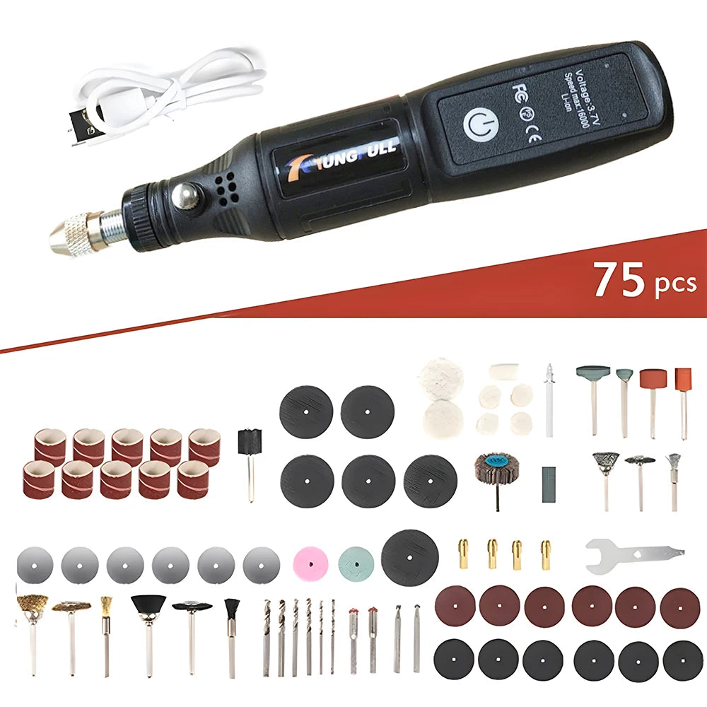 Mini trapano elettrico USB Wireless Mini trapano portatile utensile rotante lavorazione del legno penna per incisione strumenti Dremel per gioielli metallo vetro