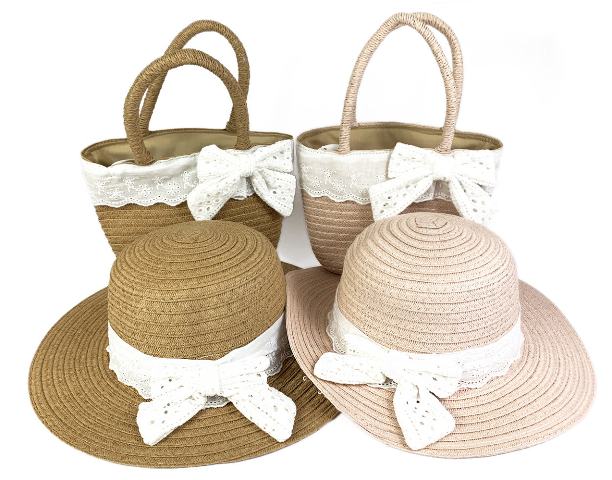 Set cappello e borsetta per bambina Le Kikke cappellino in Sangallo per neonata
