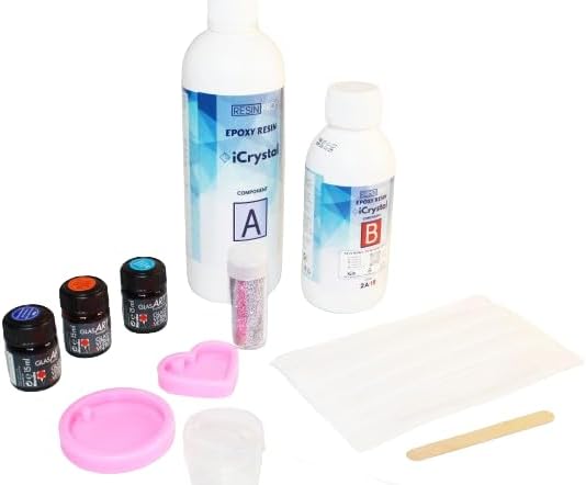 Kit per Portachiavi in Resina + Resina iCrystal – Resina epossidica Trasparente Effetto Cristallo + 2 stampi Resina +Glitter