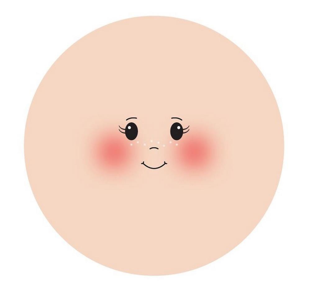 Faccina in Tessuto Maglina con Sorriso Dolce – Componente per Bambole Fai da Te Ø 4x3 - 4 pz