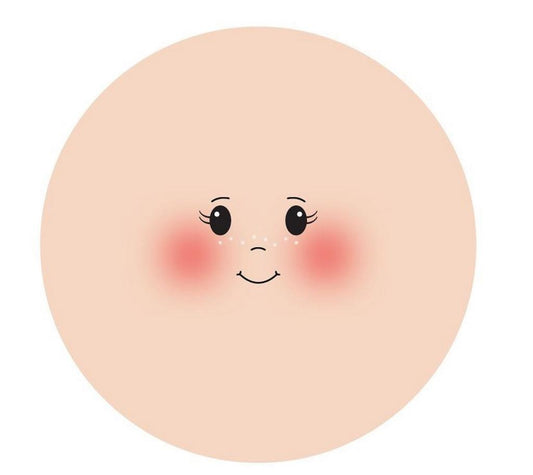 Faccina in Tessuto Maglina con Sorriso Dolce – Componente per Bambole Fai da Te Ø 7,5 - 3 pz