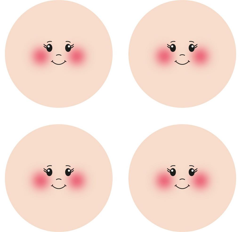 Faccina in Tessuto Maglina con Sorriso Dolce – Componente per Bambole Fai da Te Ø 4x3 - 4 pz