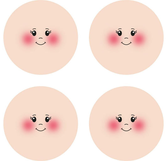 Faccina in Tessuto Maglina con Sorriso Dolce – Componente per Bambole Fai da Te Ø 4x3 - 4 pz