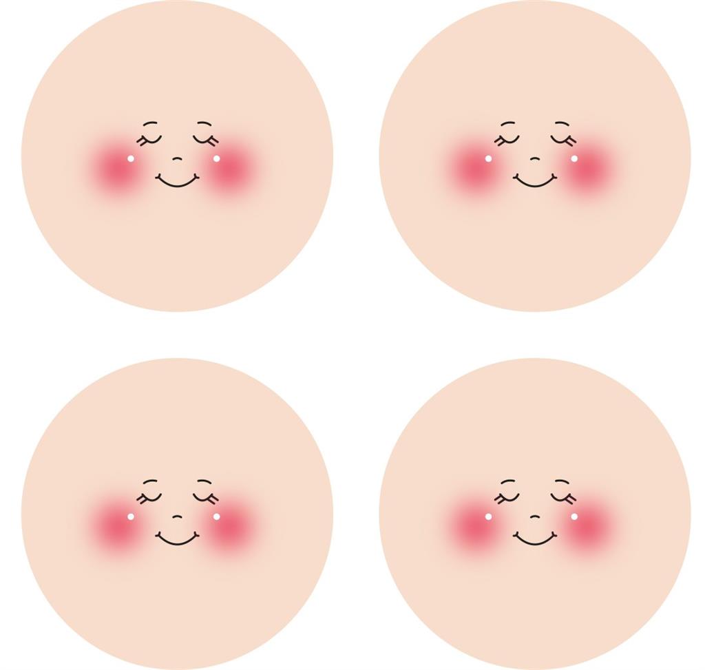 Faccina in Tessuto Maglina con Sorriso Semplice – Componente per Bambole Fai-da-Te- Ø 4x3 - 4 pz