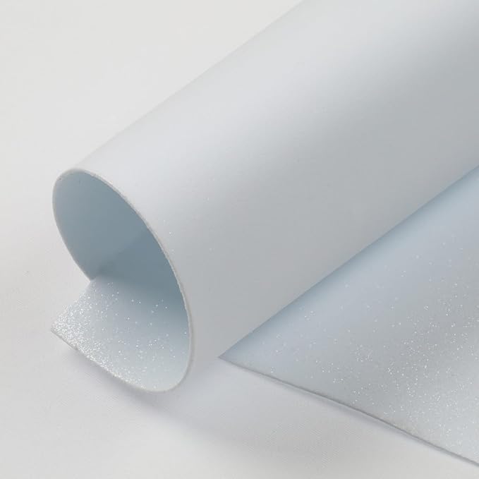 5 Fogli Gomma Eva Glitter Bianco 40x60 cm - 2 mm per lavori Artigianali, Fiori, bomboniere, Decorazioni Craft per Fustelle e stampi