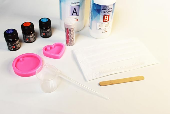 Kit per Portachiavi in Resina + Resina iCrystal – Resina epossidica Trasparente Effetto Cristallo + 2 stampi Resina +Glitter