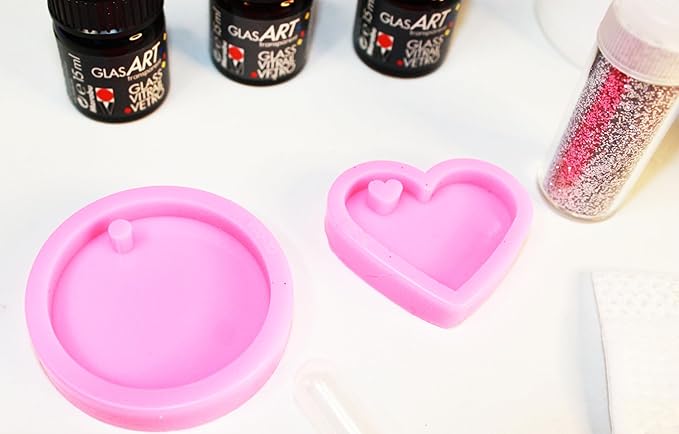 Kit per Portachiavi in Resina + Resina iCrystal – Resina epossidica Trasparente Effetto Cristallo + 2 stampi Resina +Glitter