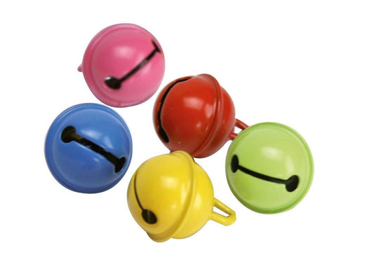 Set di sonagli in metallo colorato, ideali per bambole, decorazioni natalizie, lavoretti e progetti fai-da-te. Pratici, sonori e allegri.