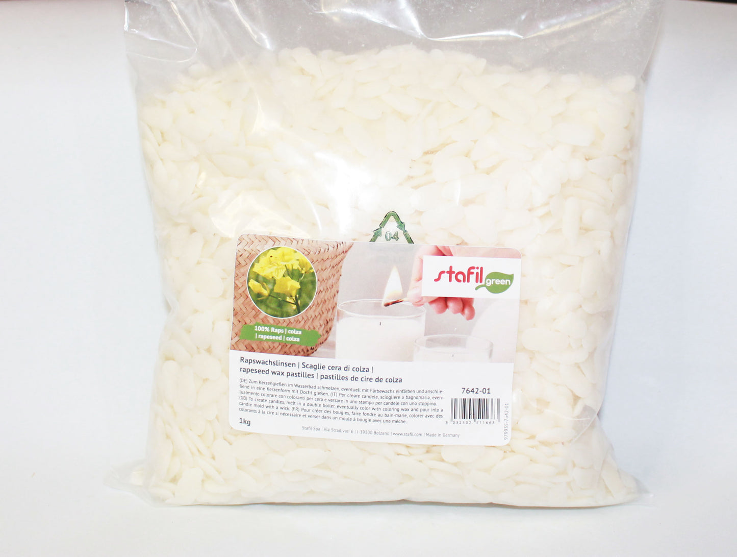 Stafil Cera di Colza vegetale in Scaglie per Creare Candele Artigianali 1 kg