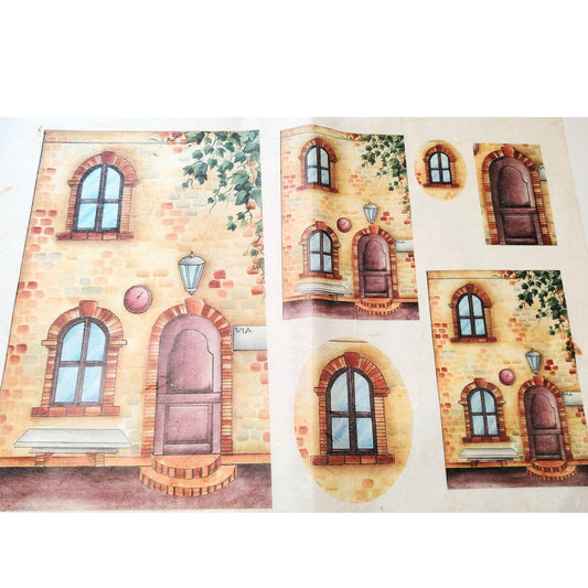 Carta da Decoupage Vintage con Casa Rustica  – Motivo Romantico Shabby Chic