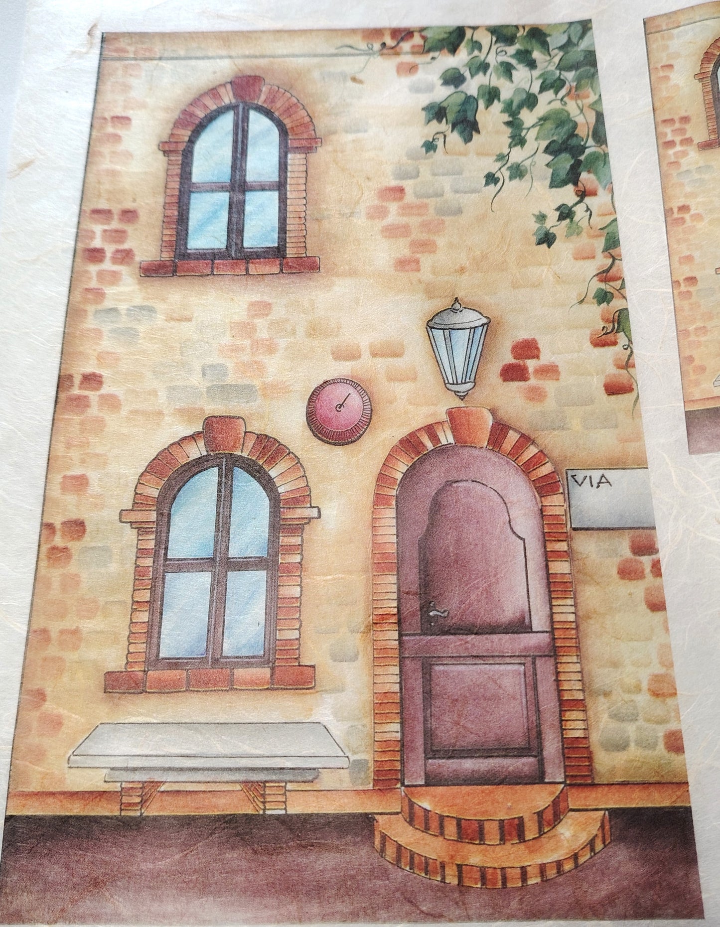 Carta da Decoupage Vintage con Casa Rustica  – Motivo Romantico Shabby Chic