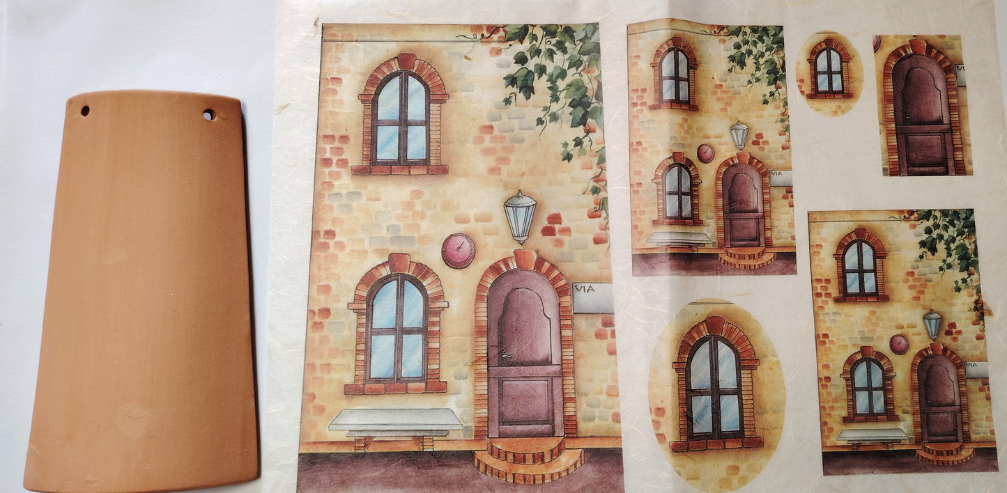KIT Carta Decoupage + Tegola in cotto 21 cm x 12 cm – Introvabile! Ultimi pezzi a prezzo eccezionale - Casa per Tegola