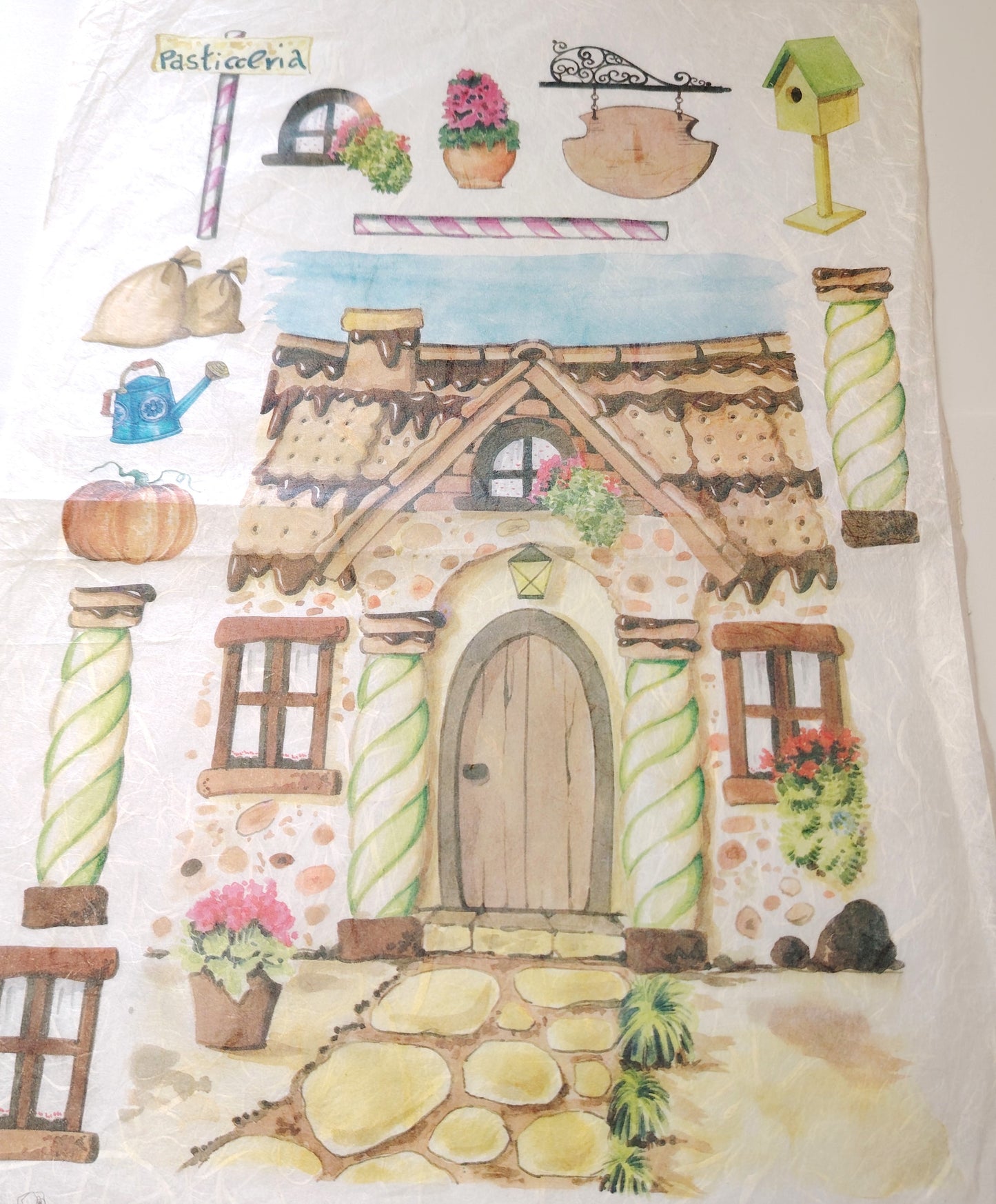 KIT Carta Decoupage + Tegola in cotto 21 cm x 12 cm – Introvabile! Ultimi pezzi a prezzo eccezionale Pasticceria