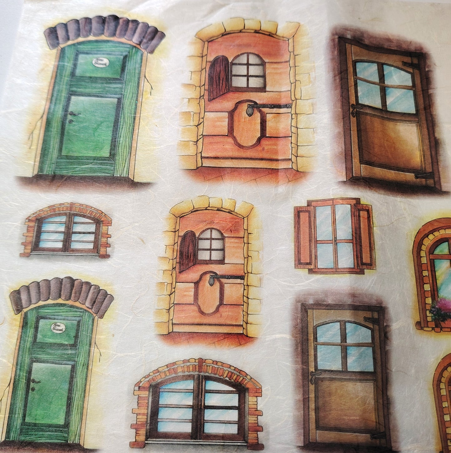 Carta da Decoupage Vintage con motivo Porte e Finestre – Ideale per Presepi o creazioni artistiche