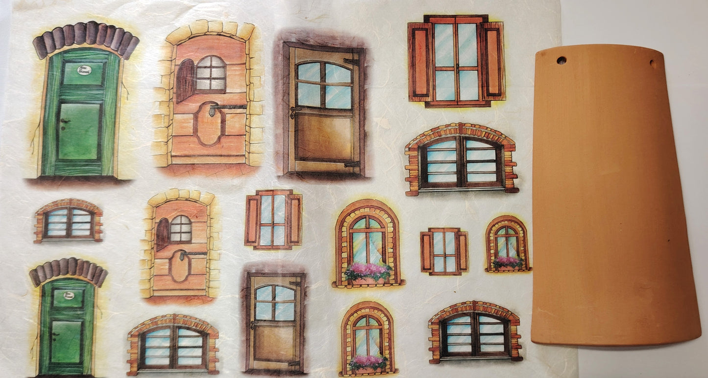 KIT Carta Decoupage + Tegola in cotto 21 cm x 12 cm – Introvabile! Ultimi pezzi a prezzo eccezionale - Porte e Finestre