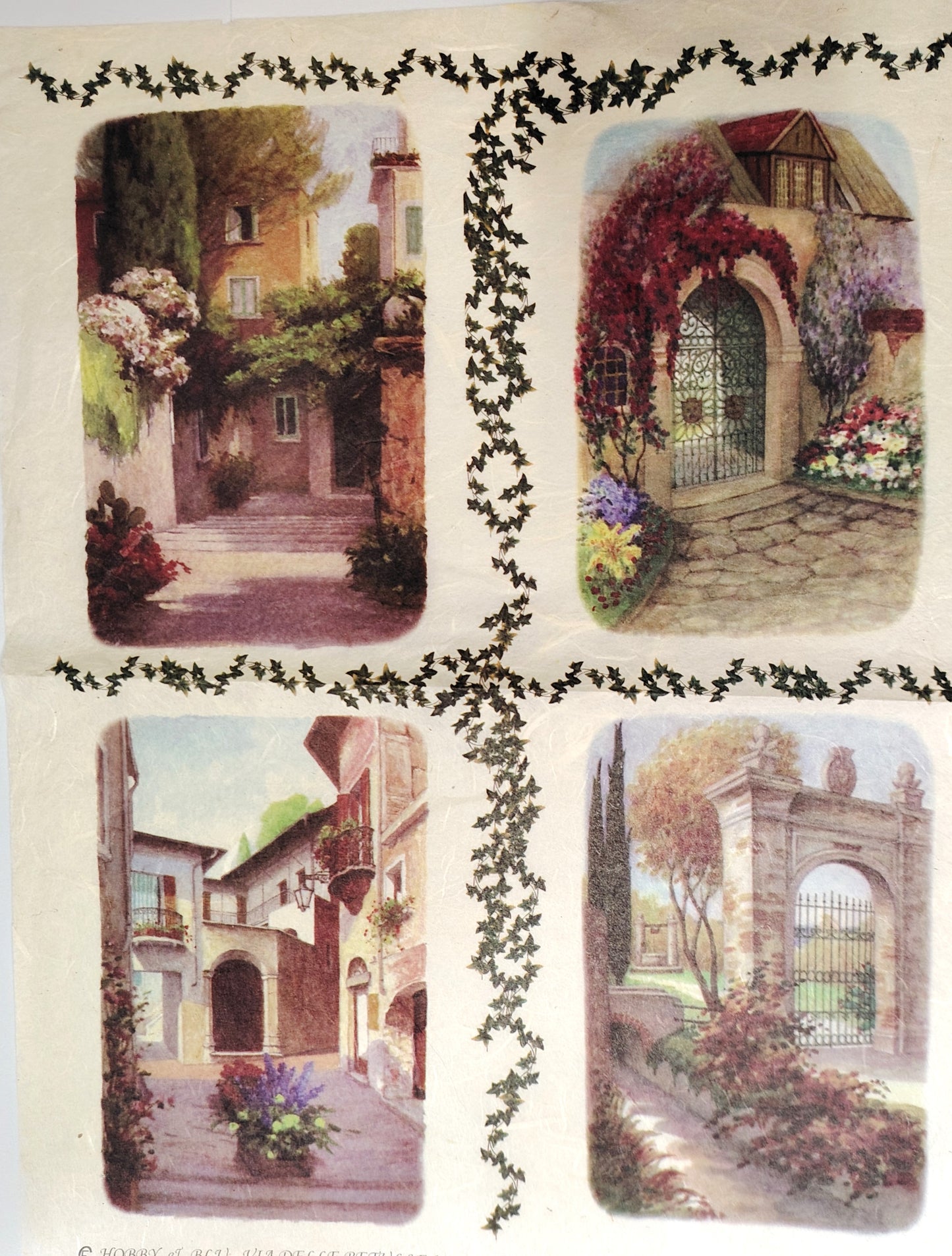 KIT Carta Decoupage + Tegola in cotto 21 cm x 12 cm – Introvabile! Ultimi pezzi a prezzo eccezionale - 3 fogli misti per tegole