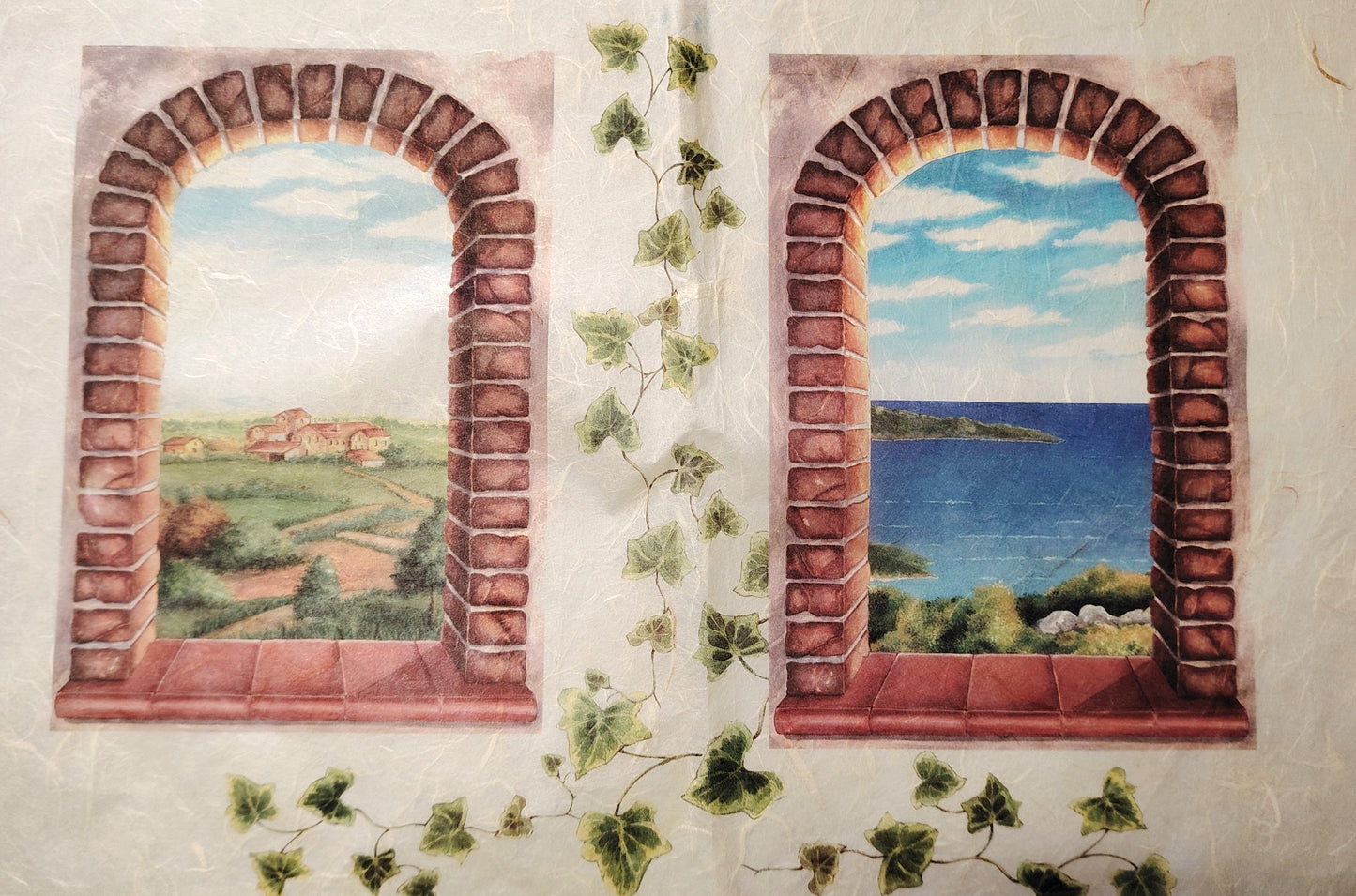 Carta da Decoupage Vintage con Finestra Sul Mare  – Motivo Romantico Shabby Chic