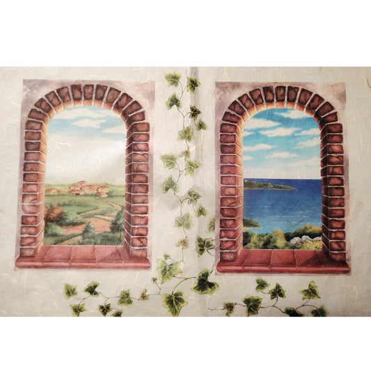 Carta da Decoupage Vintage con Finestra Sul Mare  – Motivo Romantico Shabby Chic