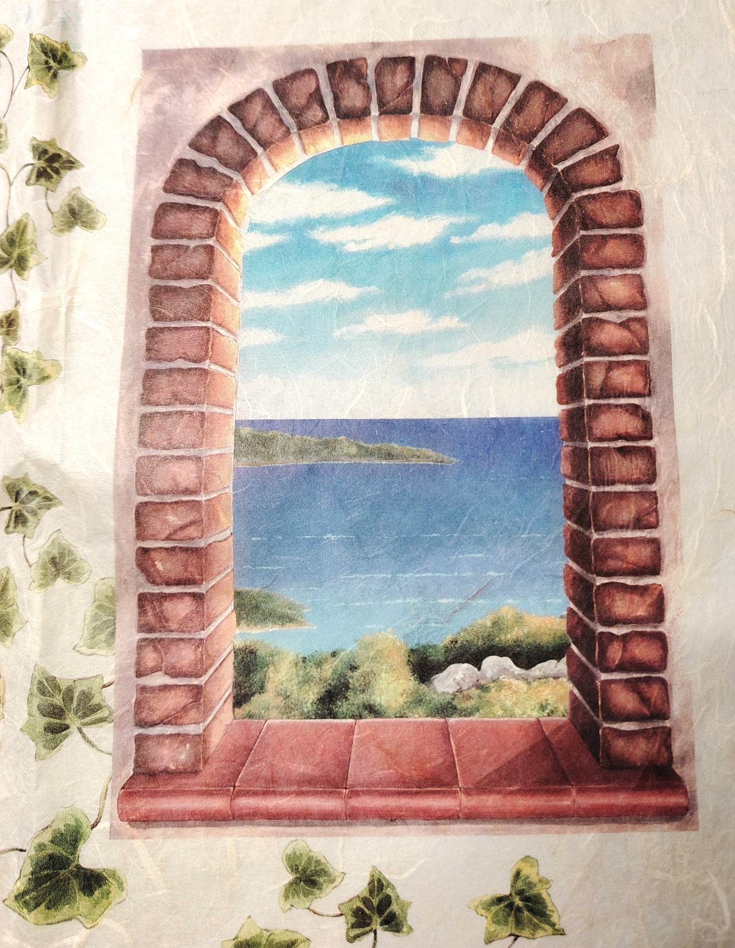 Carta da Decoupage Vintage con Finestra Sul Mare  – Motivo Romantico Shabby Chic