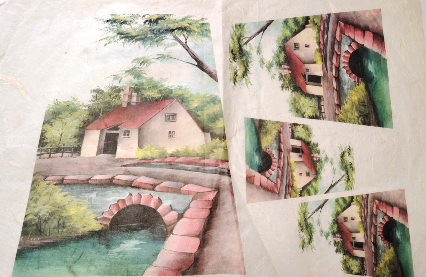 Carta da Decoupage Vintage con motivo La casa sul Ponte – Ideale per Presepi o creazioni artistiche