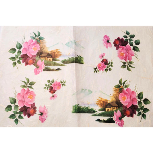 Carta da Decoupage Vintage con Fiori Rosa  – Motivo Romantico Shabby Chic