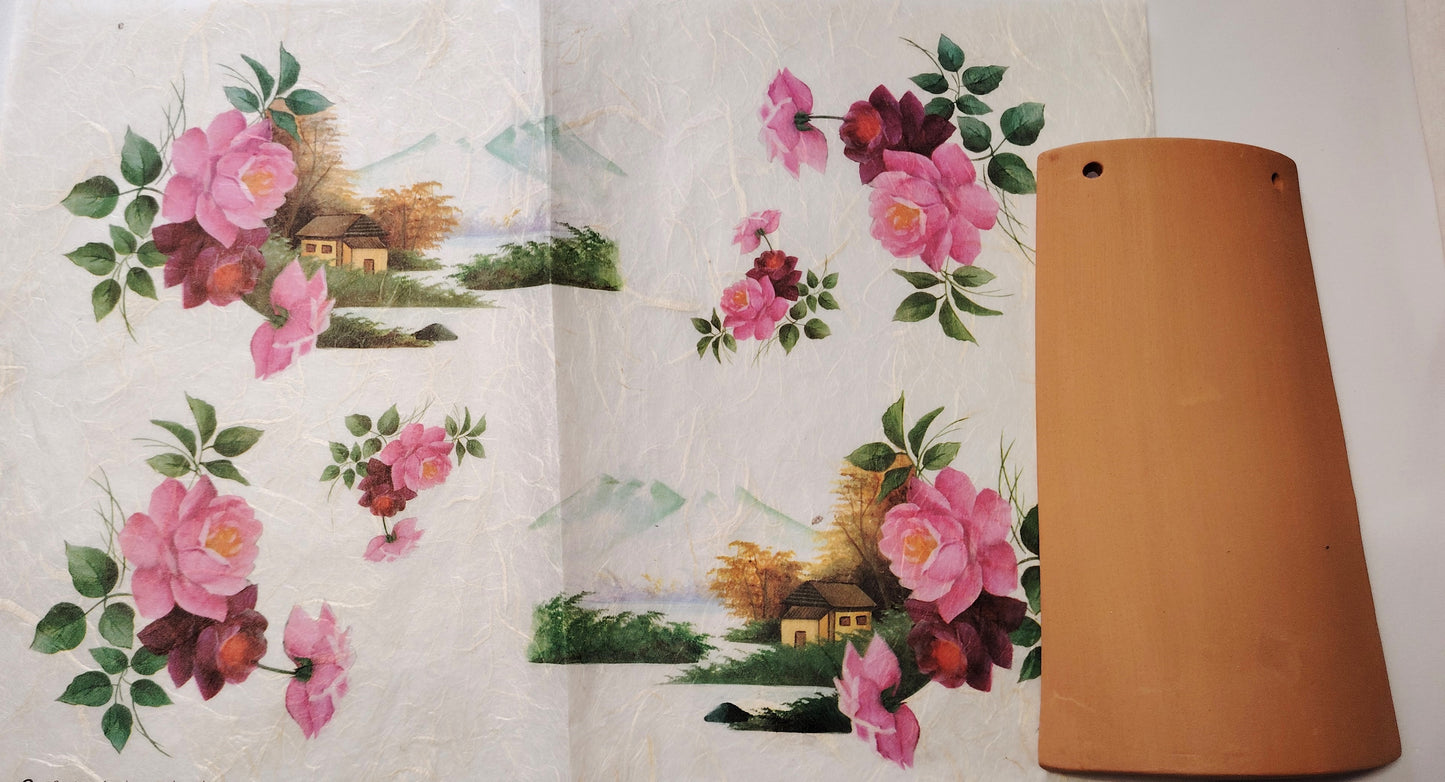 Carta da Decoupage Vintage con Fiori Rosa  – Motivo Romantico Shabby Chic