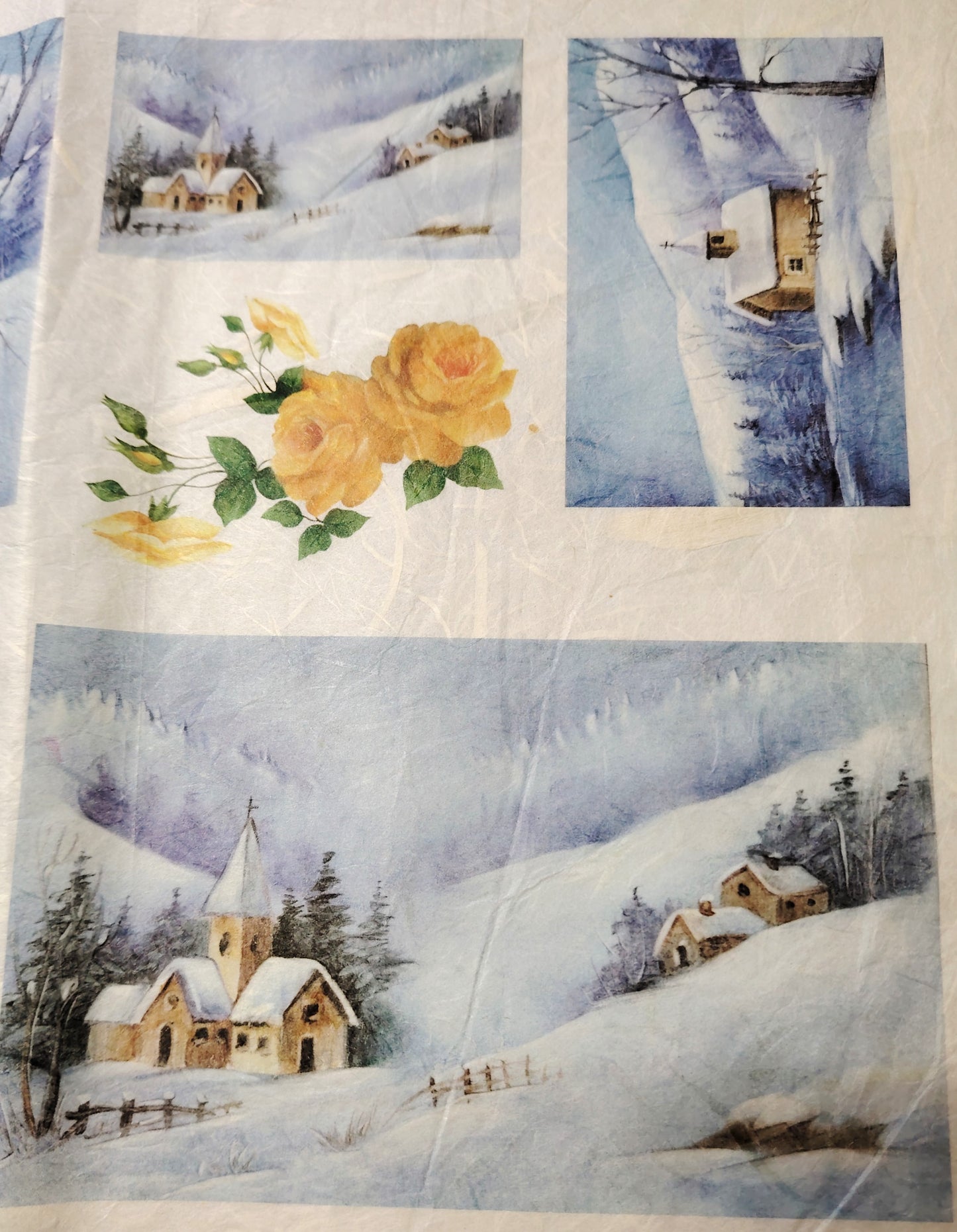 Carta da Decoupage Vintage con motivo Paesaggi Innevati 2 – Ideale per Presepi o creazioni artistiche