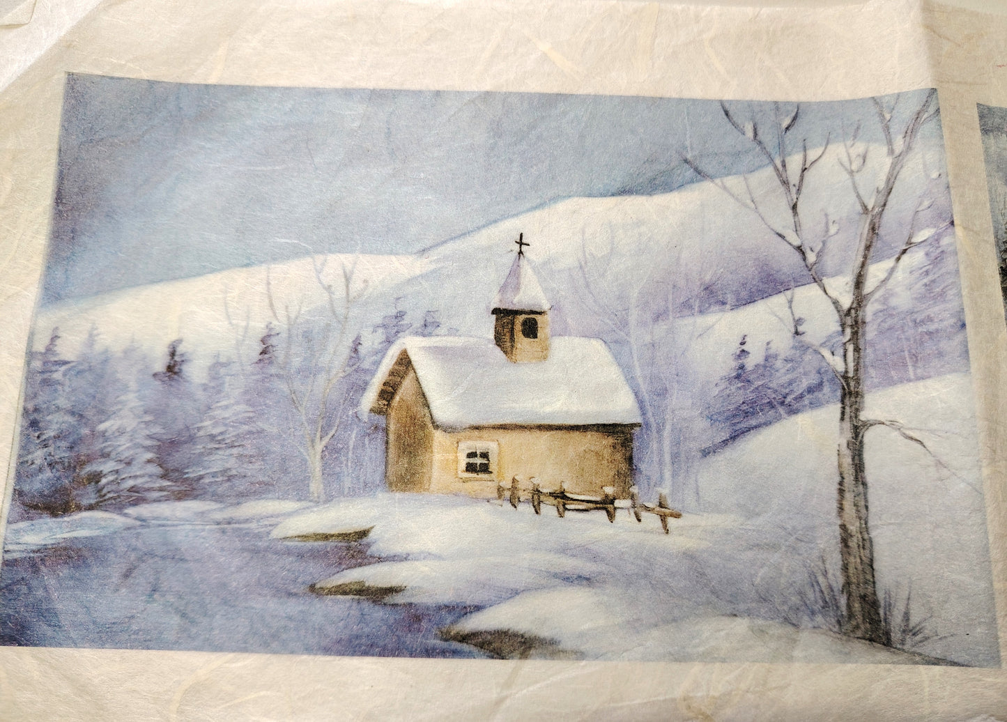 KIT Carta Decoupage + Tegola in cotto 21 cm x 12 cm – Introvabile! Ultimi pezzi a prezzo eccezionale - Paesaggi Innevati