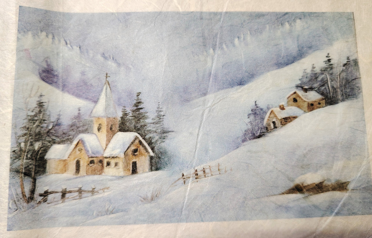Carta da Decoupage Vintage con motivo Paesaggi Innevati 2 – Ideale per Presepi o creazioni artistiche