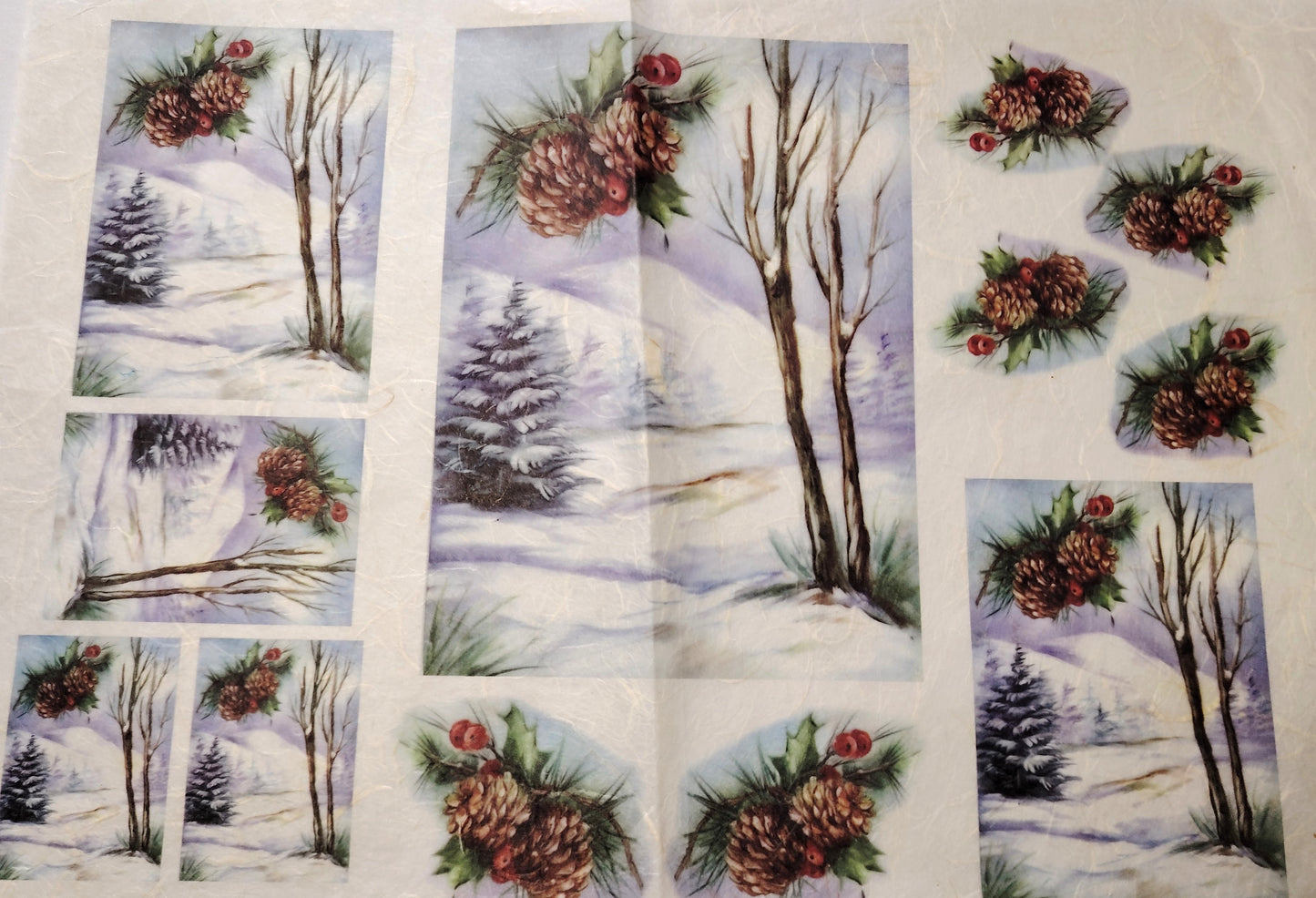 Carta da Decoupage Vintage con motivo Paesaggi Innevati – Ideale per Presepi o creazioni artistiche