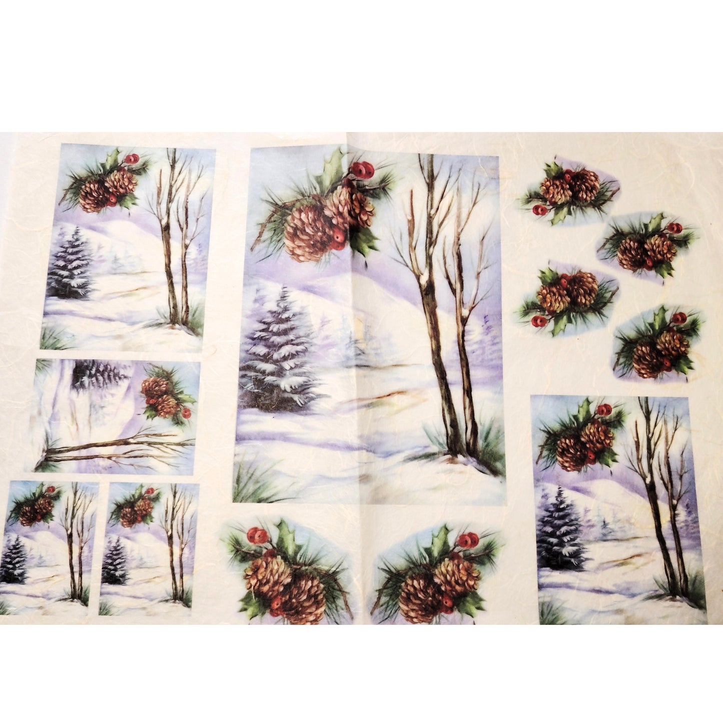 Carta da Decoupage Vintage con motivo Paesaggi Innevati – Ideale per Presepi o creazioni artistiche
