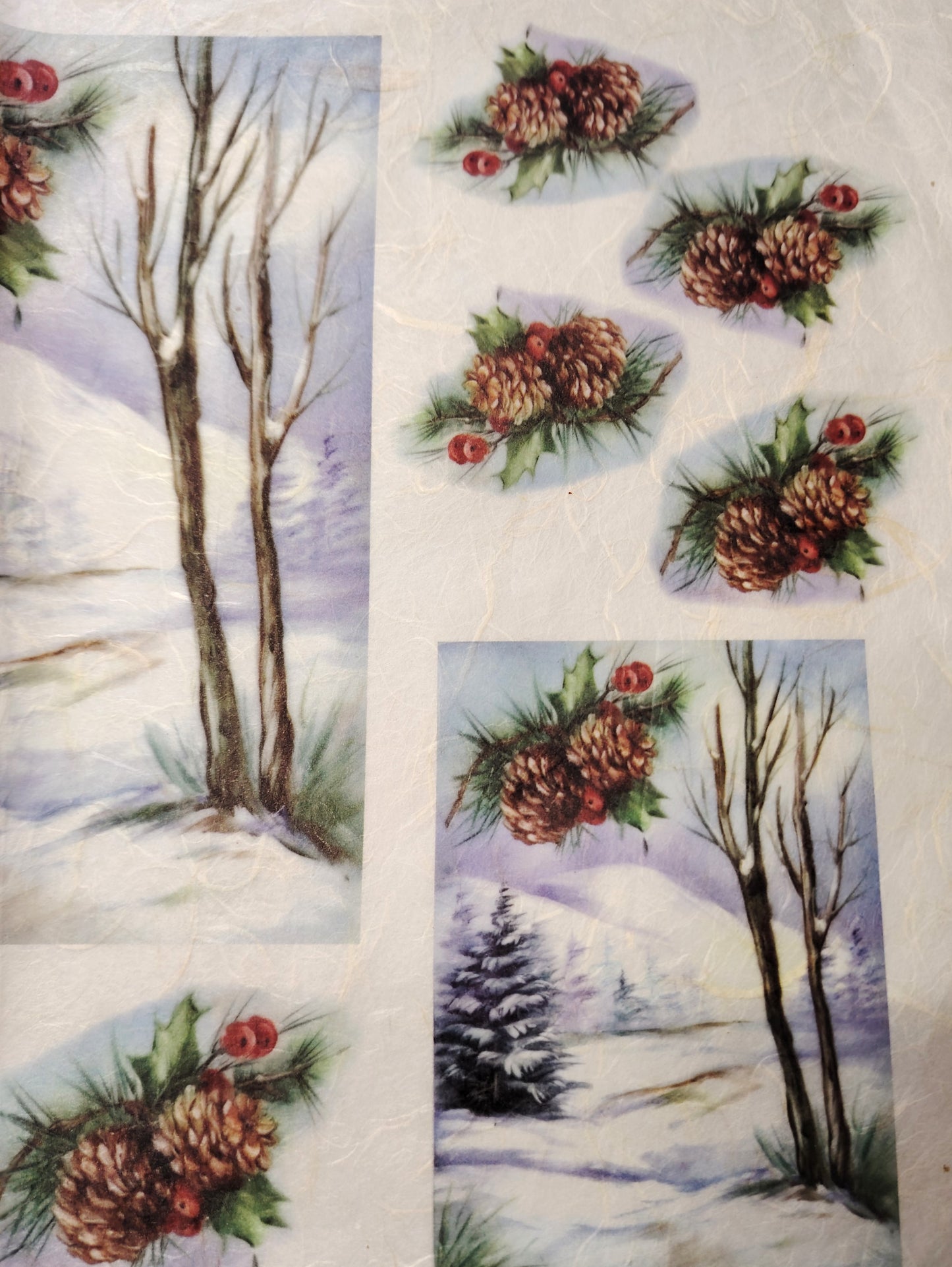 KIT Carta Decoupage + Tegola in cotto 21 cm x 12 cm – Introvabile! Ultimi pezzi a prezzo eccezionale - Paesaggi Innevati 2