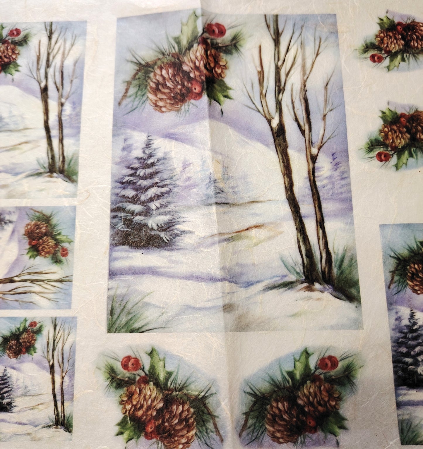 KIT Carta Decoupage + Tegola in cotto 21 cm x 12 cm – Introvabile! Ultimi pezzi a prezzo eccezionale - Paesaggi Innevati 2