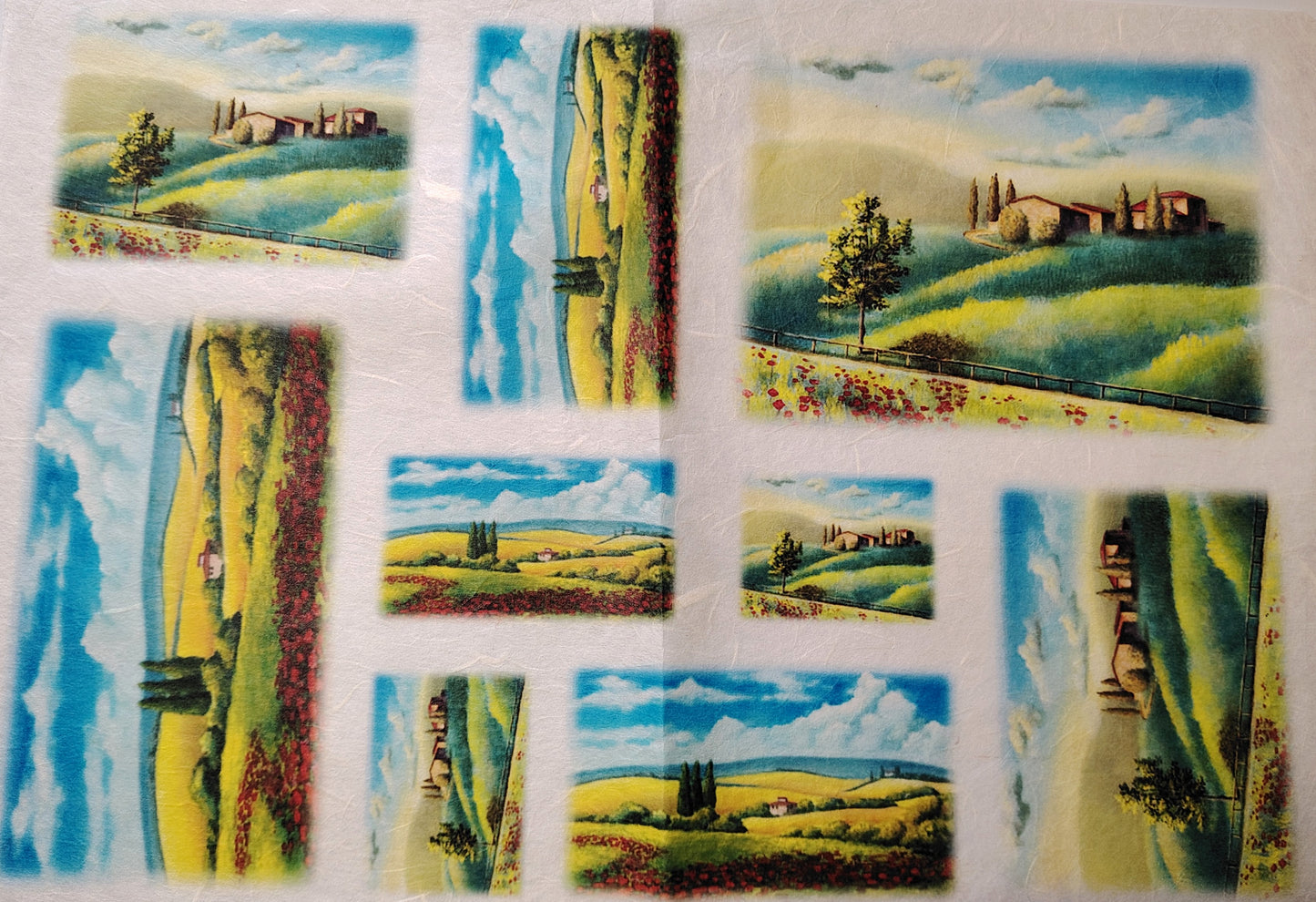 KIT Carta Decoupage + Tegola in cotto 21 cm x 12 cm – Introvabile! Ultimi pezzi a prezzo eccezionale - Paesaggi Toscani