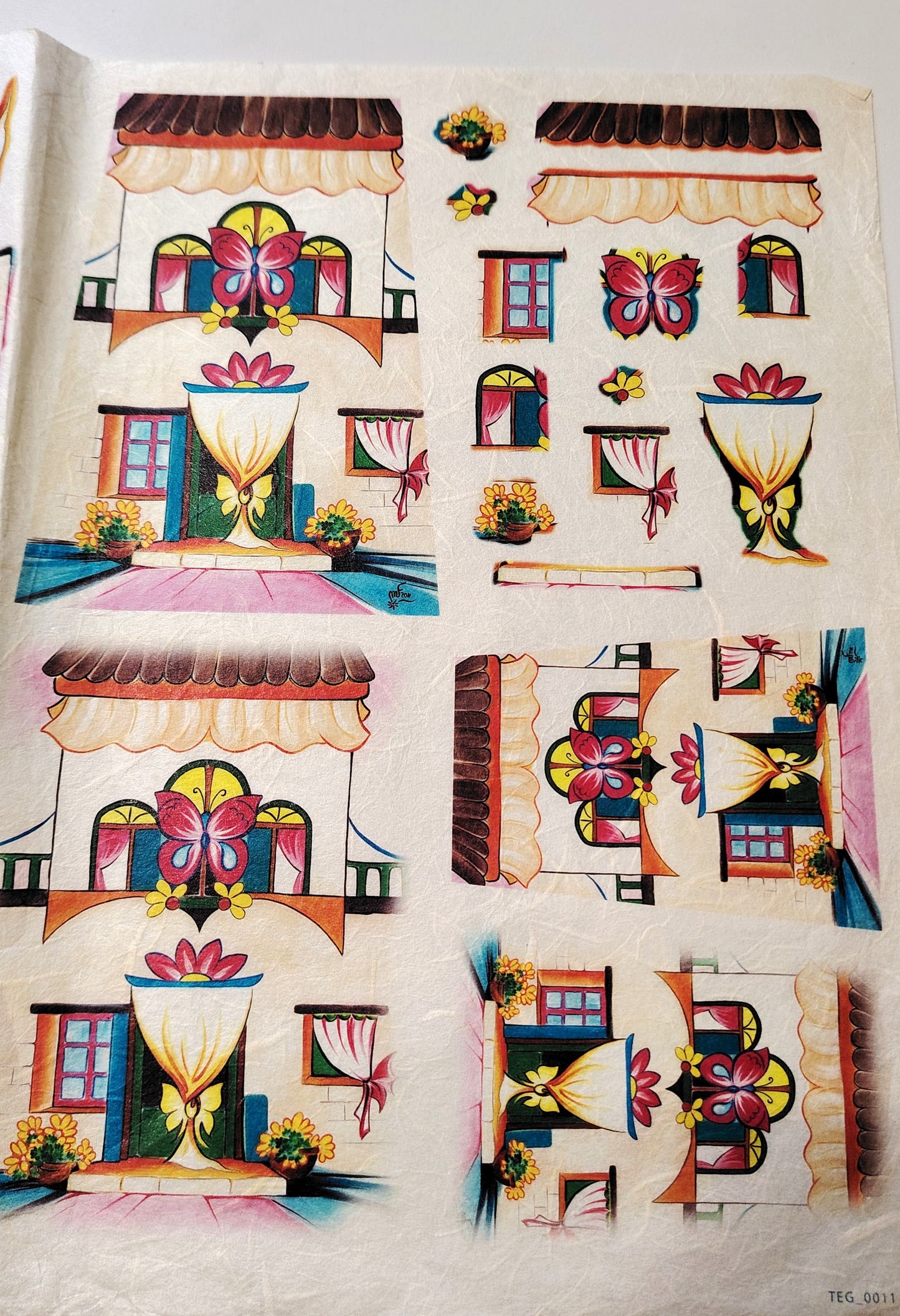 Carta da Decoupage Vintage con motivo Tegole Fuxia – Ideale per tegole o creazioni artistiche