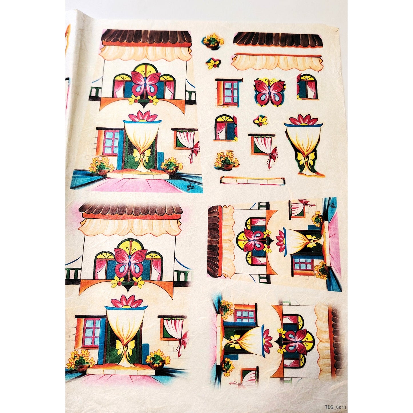 Carta da Decoupage Vintage con motivo Tegole Fuxia – Ideale per tegole o creazioni artistiche