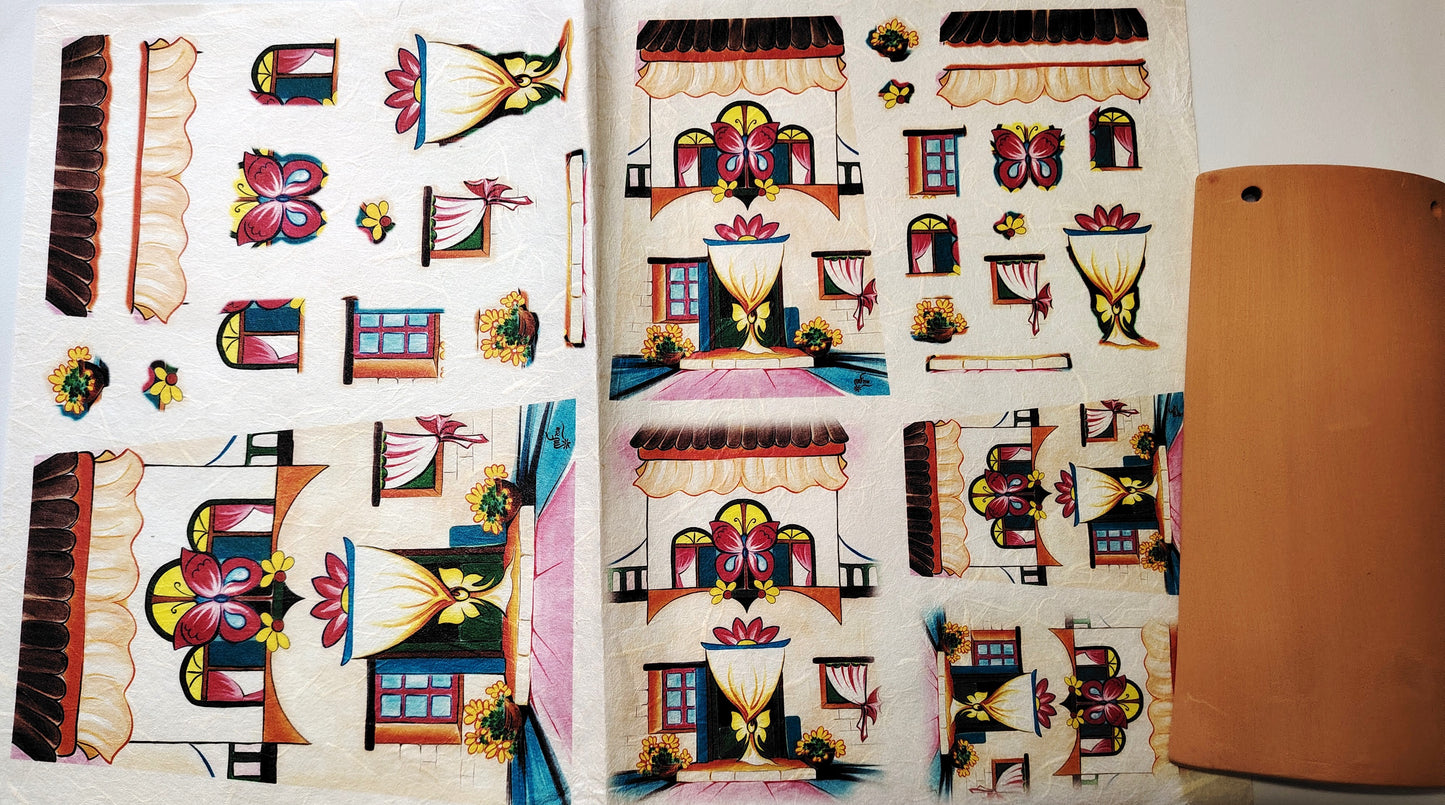 KIT Carta Decoupage + Tegola in cotto 21 cm x 12 cm – Introvabile! Ultimi pezzi a prezzo eccezionale - Tegola Butterfly Pink