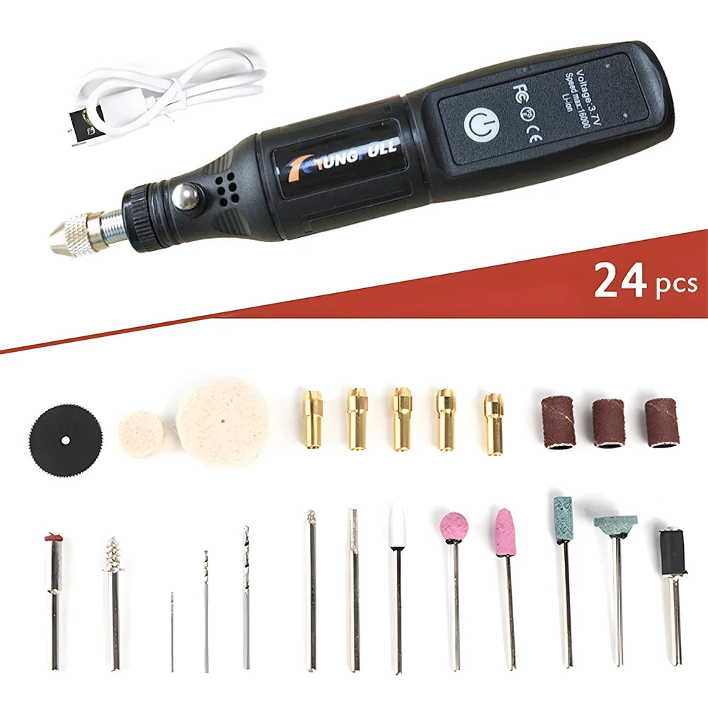 Mini trapano elettrico USB Wireless Mini trapano portatile utensile rotante lavorazione del legno penna per incisione strumenti Dremel per gioielli metallo vetro