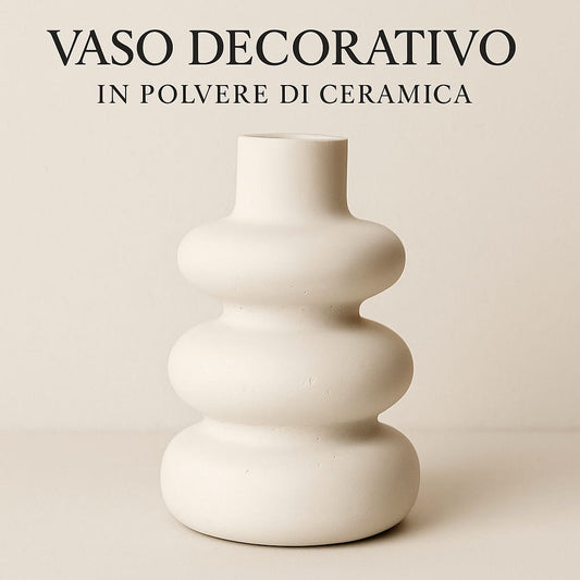 Vaso decorativo artigianale in polvere di ceramica – finitura bianca opaca