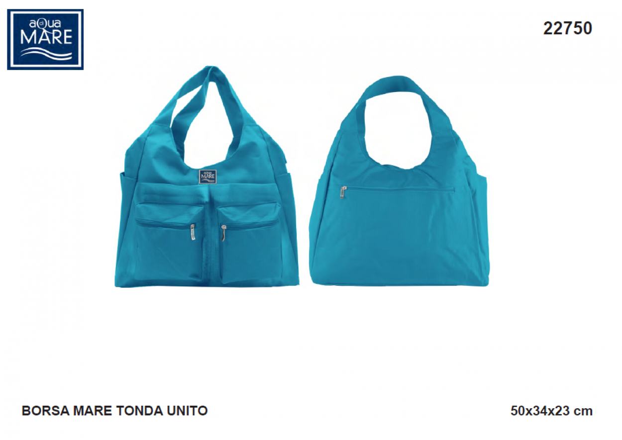 Borsa mare rotonda tinta unita in tessuto ripstop borsona spiaggia Aqua di Mare