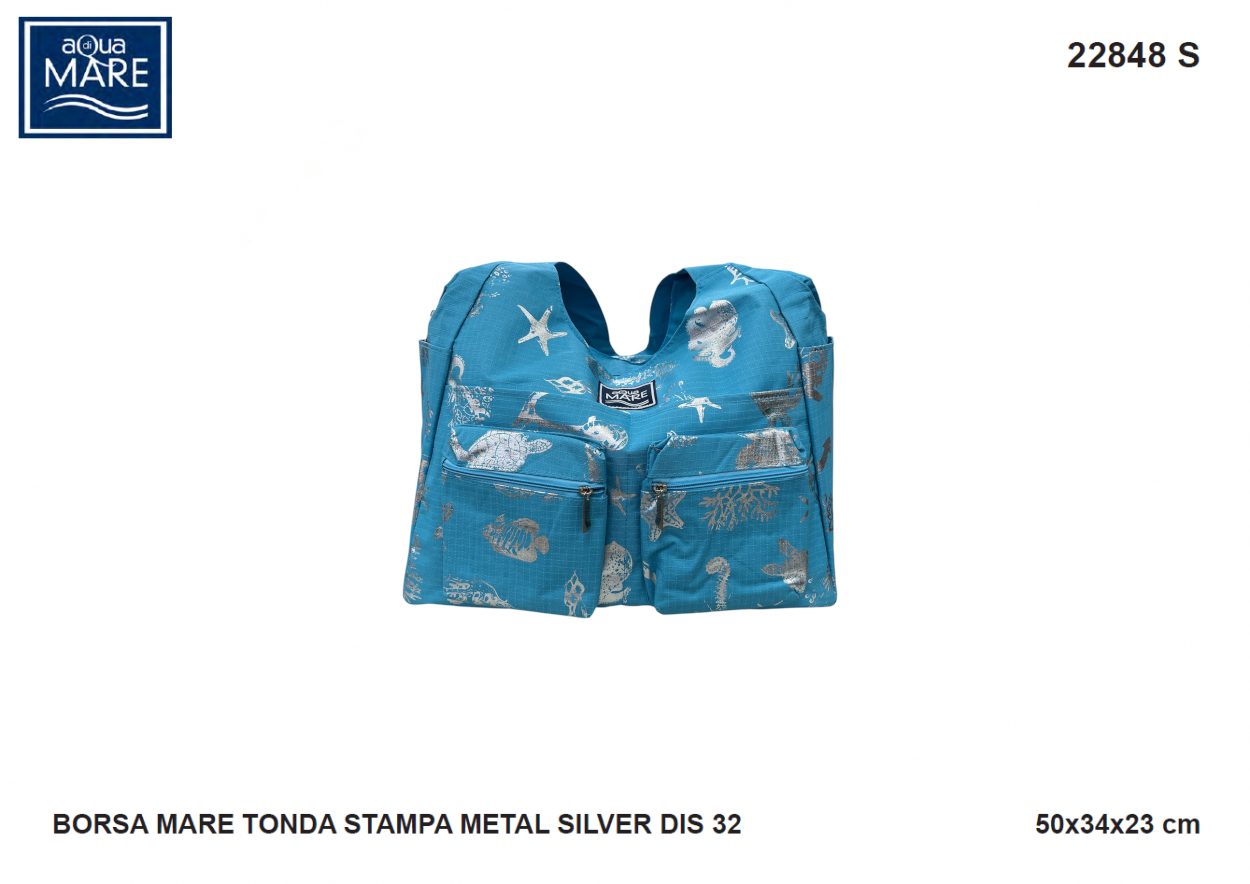 Borsa mare rotonda in tessuto ripstop borsona da spiaggia donna Aqua di Mare