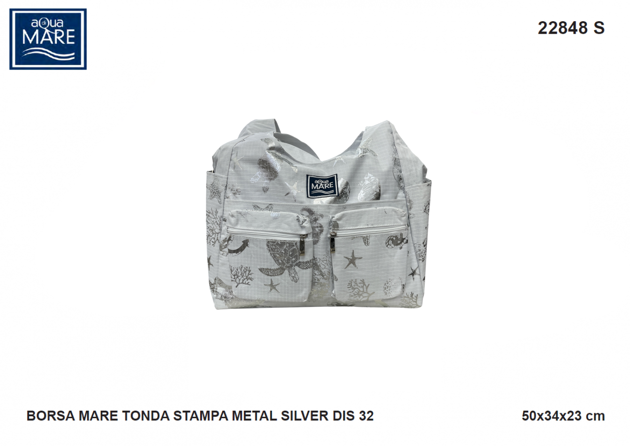 Borsa mare rotonda in tessuto ripstop borsona da spiaggia donna Aqua di Mare