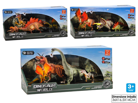 Set 4 dinosauri giocattolo modellini action figure preistorici giochi bambini