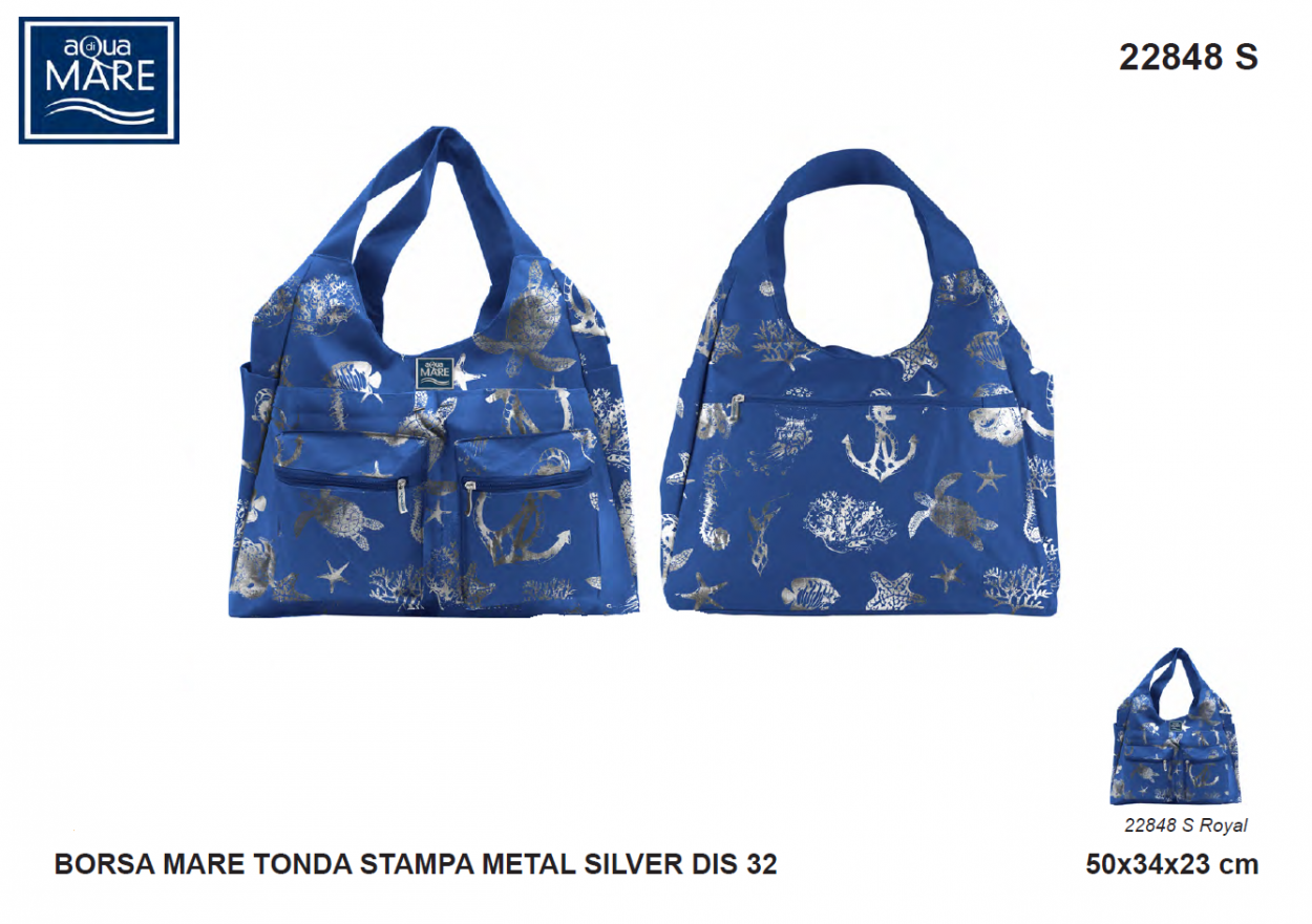 Borsa mare rotonda in tessuto ripstop borsona da spiaggia donna Aqua di Mare