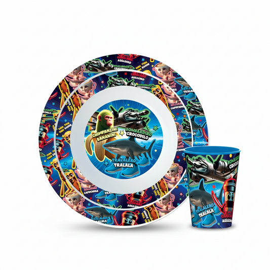 Set Pappa 3 Pezzi Brainrot Skibidi Meme Design - Nuovo