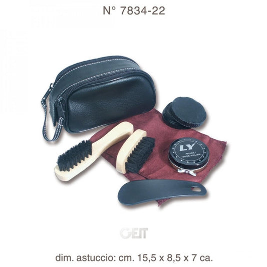 Kit Pulizia Scarpe In Cofanetto Nero Con Doppia Zip - Nuovo