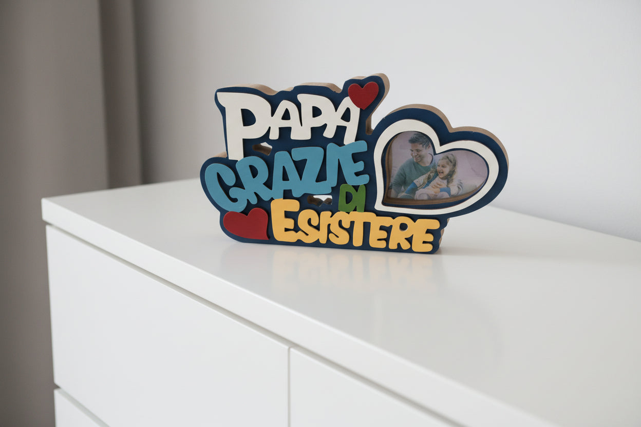 Portafoto Papà Grazie Di Esistere Idea Regalo Festa Del Papà - Nuovo