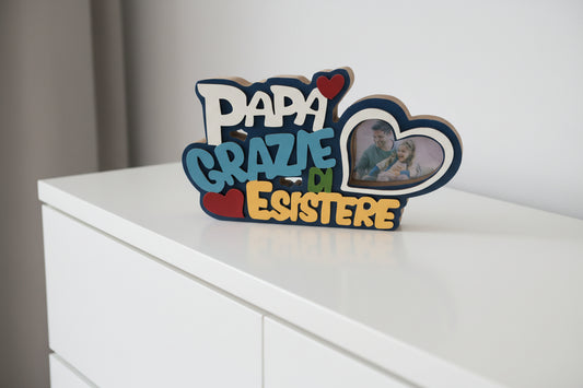 Portafoto Papà Grazie Di Esistere Idea Regalo Festa Del Papà - Nuovo
